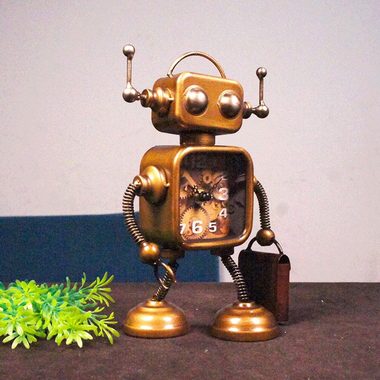 Zegar Robot, Ręcznie Wykonana Retro Dekoracja Mechaniczna Żelazo