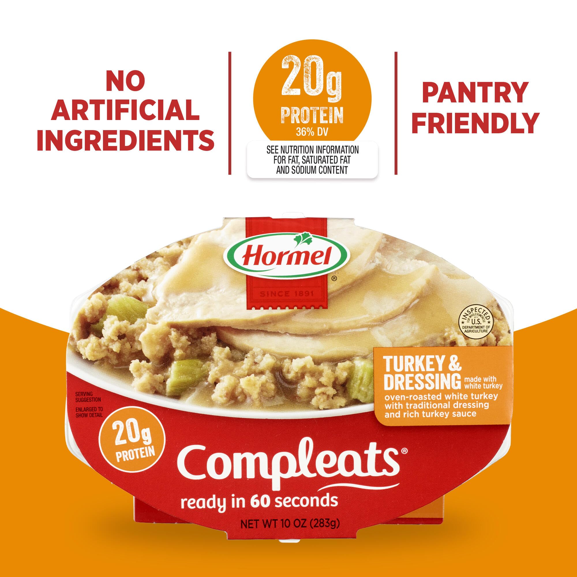 Hormel Compleats Turkey & Dressing, 10-Ounce Microwavable Bowls (Pack of 6)