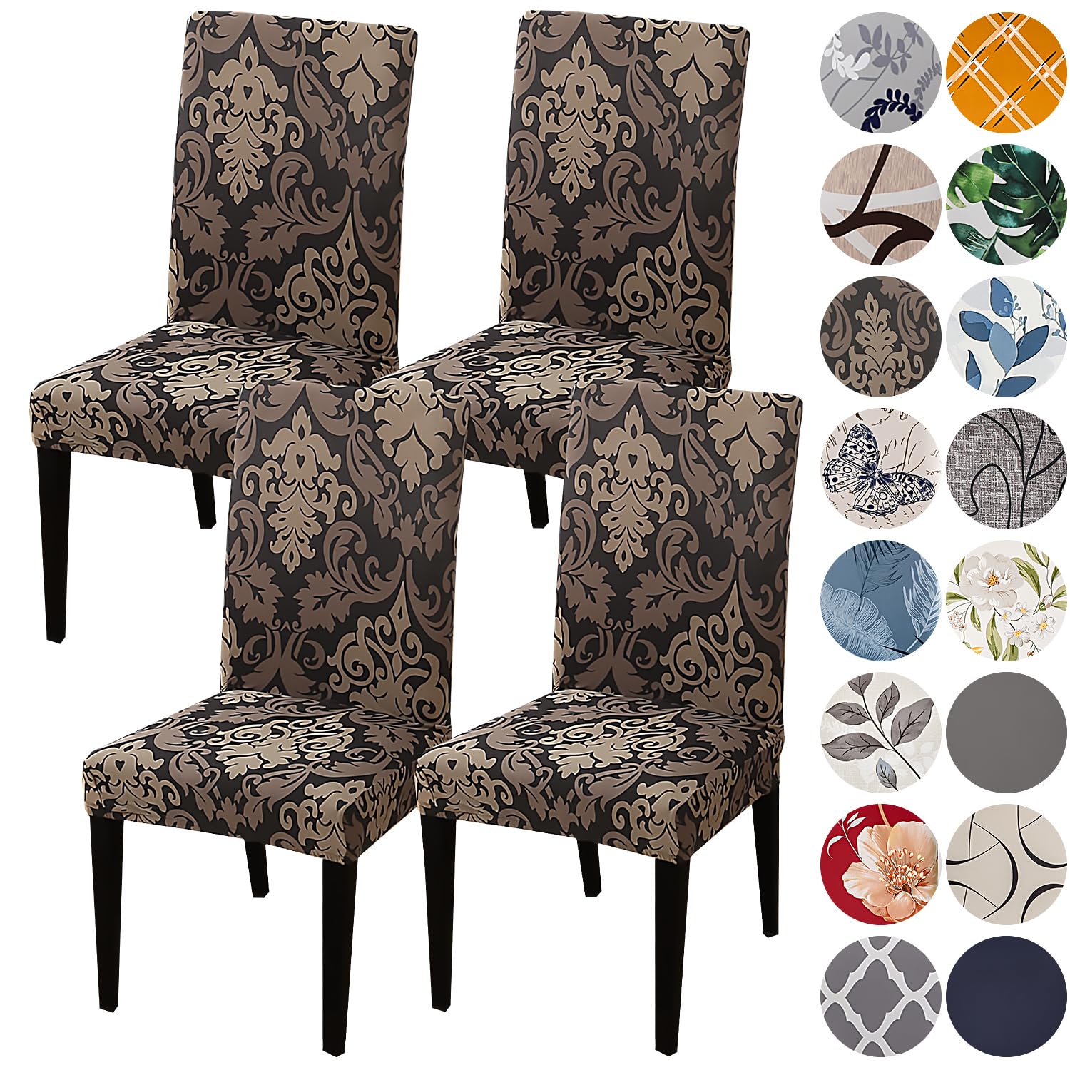 HZDHCLH Chair Covers for Dining Room Set of 4,Stretch Spandex Parsons Chair Slipcover 4 Pack,Washable Anti-dust Chair Seat Cover for Kitchen,Wedding,Party