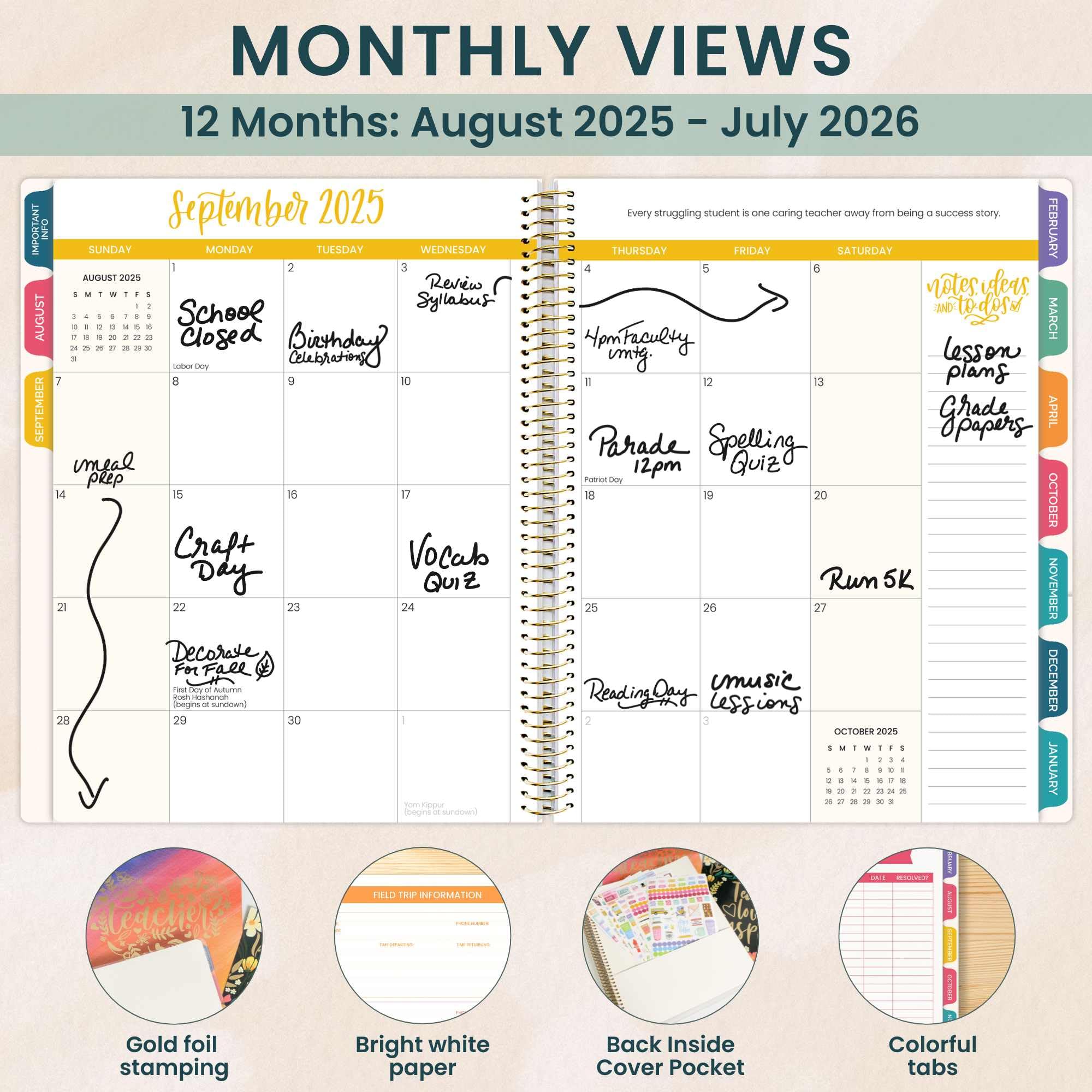 Bloom Daily Planners 2025-2026 Academic Year Teacher Planner & Calendar - View #6