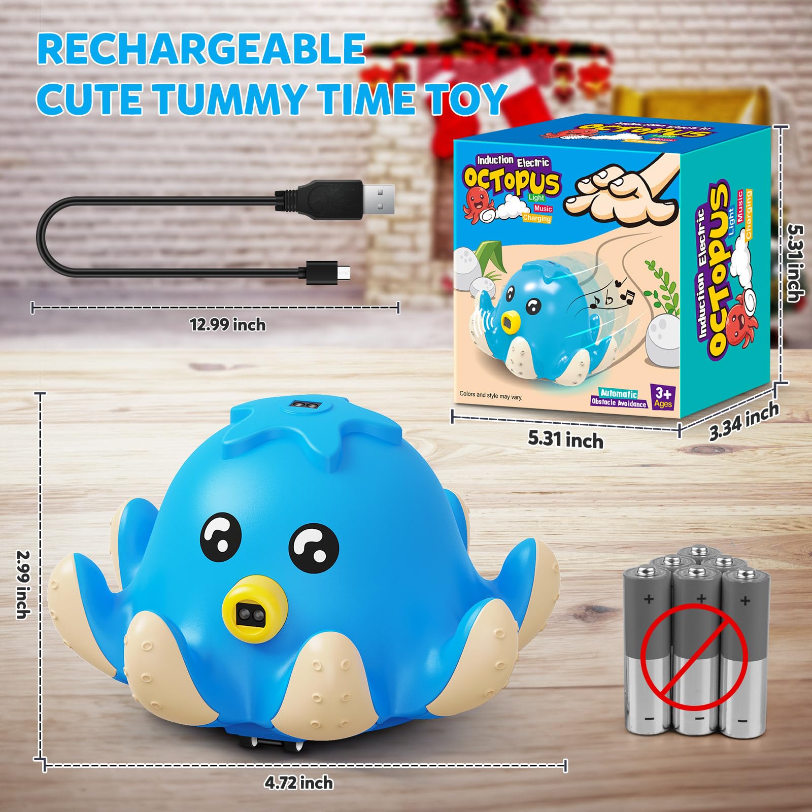 Octopus Timer LED Music Obstacle Avoidance Toy Tummy Time Octopus Dancing Octopus Toy ...