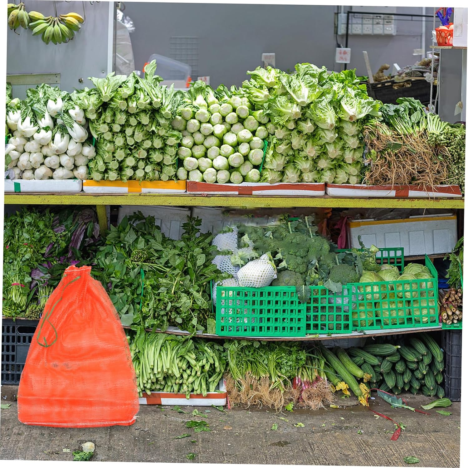 50pcs Reusable Mesh Produce Bags Mesh Net Tote Bag for Storage Pantry Organizers Toys Fruits Vegetables Drawstring Open Side