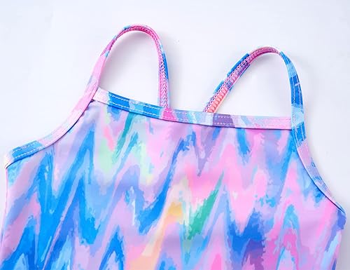 Vista 3 de TENVDA Traje de baño de una pieza para niñas, con diseño halter deportivo, para playa y baño