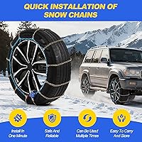 Vista 2 de Cadenas de nieve de ajuste automático para automóviles, SUV y camionetas – Instalación automática de ajuste rápido de 1 minuto, cadenas universales