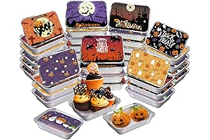 50PCS Halloween Foil Containers with Lid: Festive Halloween Leftover Containers