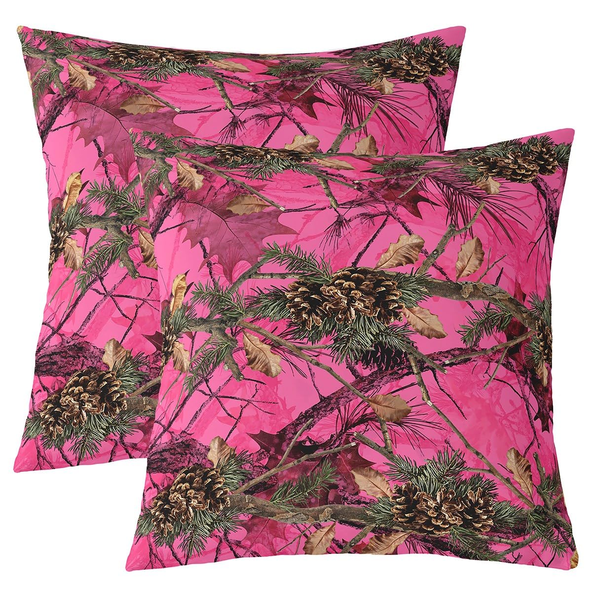 Taie de coussin arbre mort rose 61x61 cm avec zip invisible