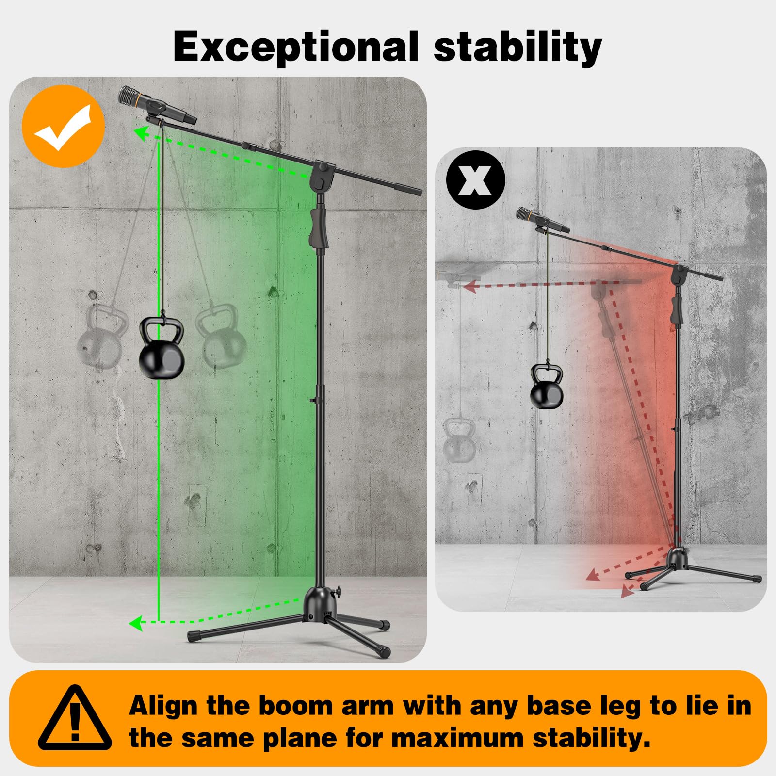 Supporto per Microfono, Asta per Microfono Treppiede, altezza regolabile 232 cm, 2 clip, Adattatore 3/8"→5/8", Supporto per Microfono da Terra Braccio Estens, Per Palco, Conf, Reg, Podcast
