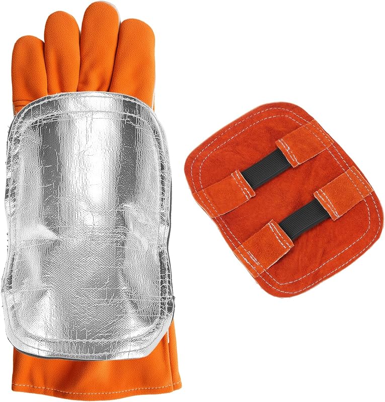 Guantes de soldadura con escudo térmico manual, almohadilla manual de soldadura de cuero dividido por calor para corte de calderas industriales