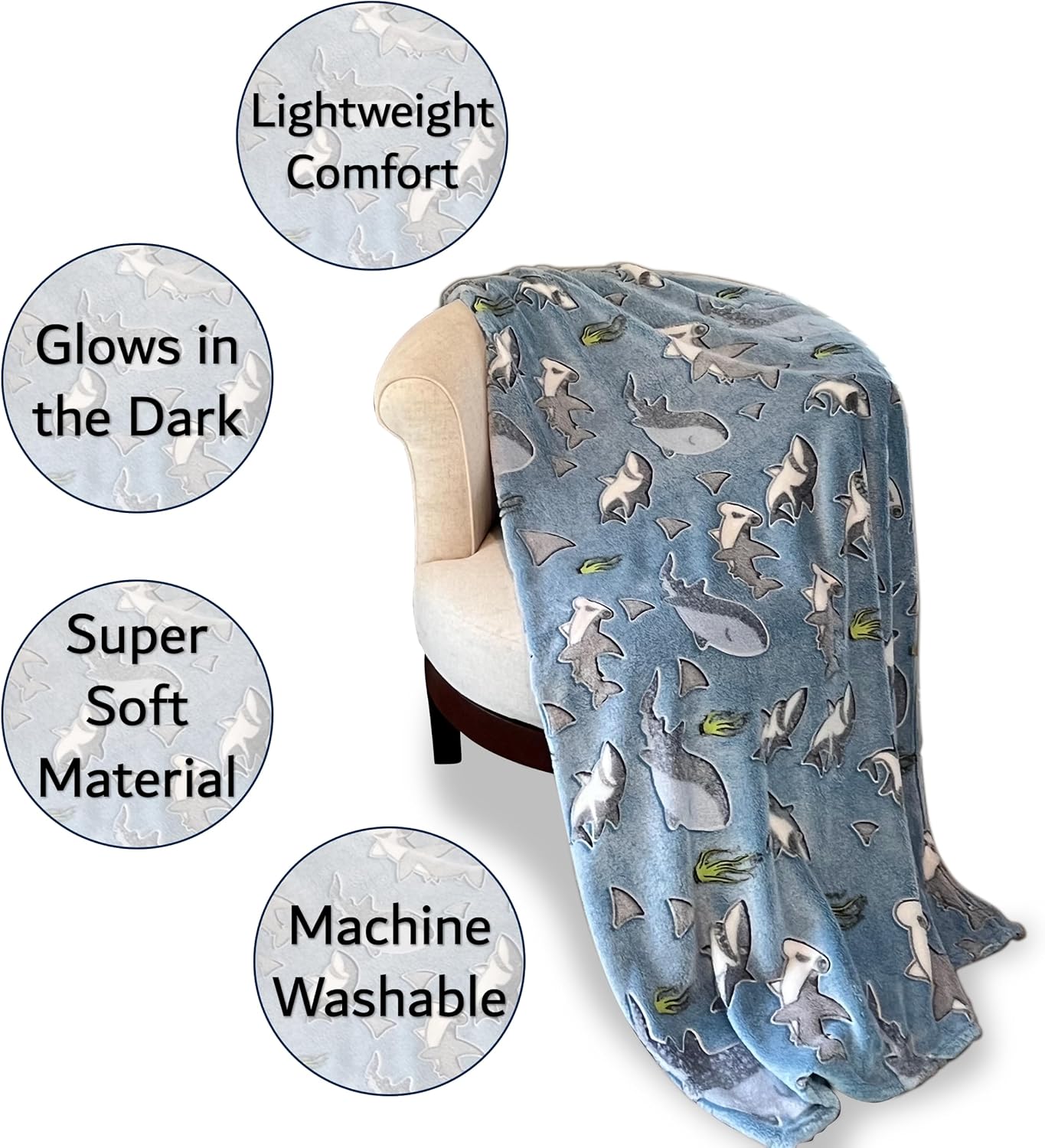 Snuggle Up with Shark Magic: The Ultimate Glow-in-the-Dark Fleece Blanket!