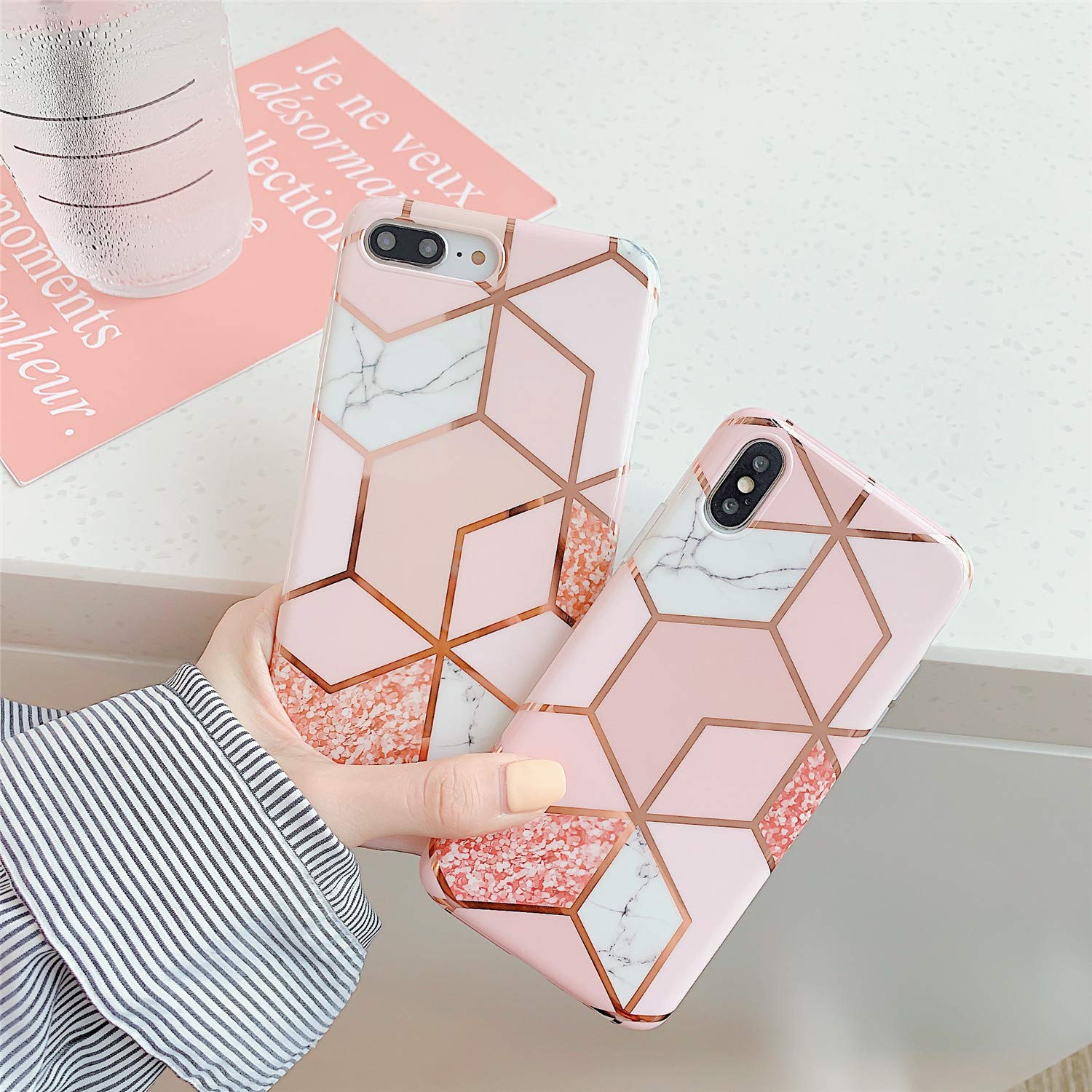 Amazon.com: Seinvok iPhone 7 Plus/8 Plus Case Marble Shiny