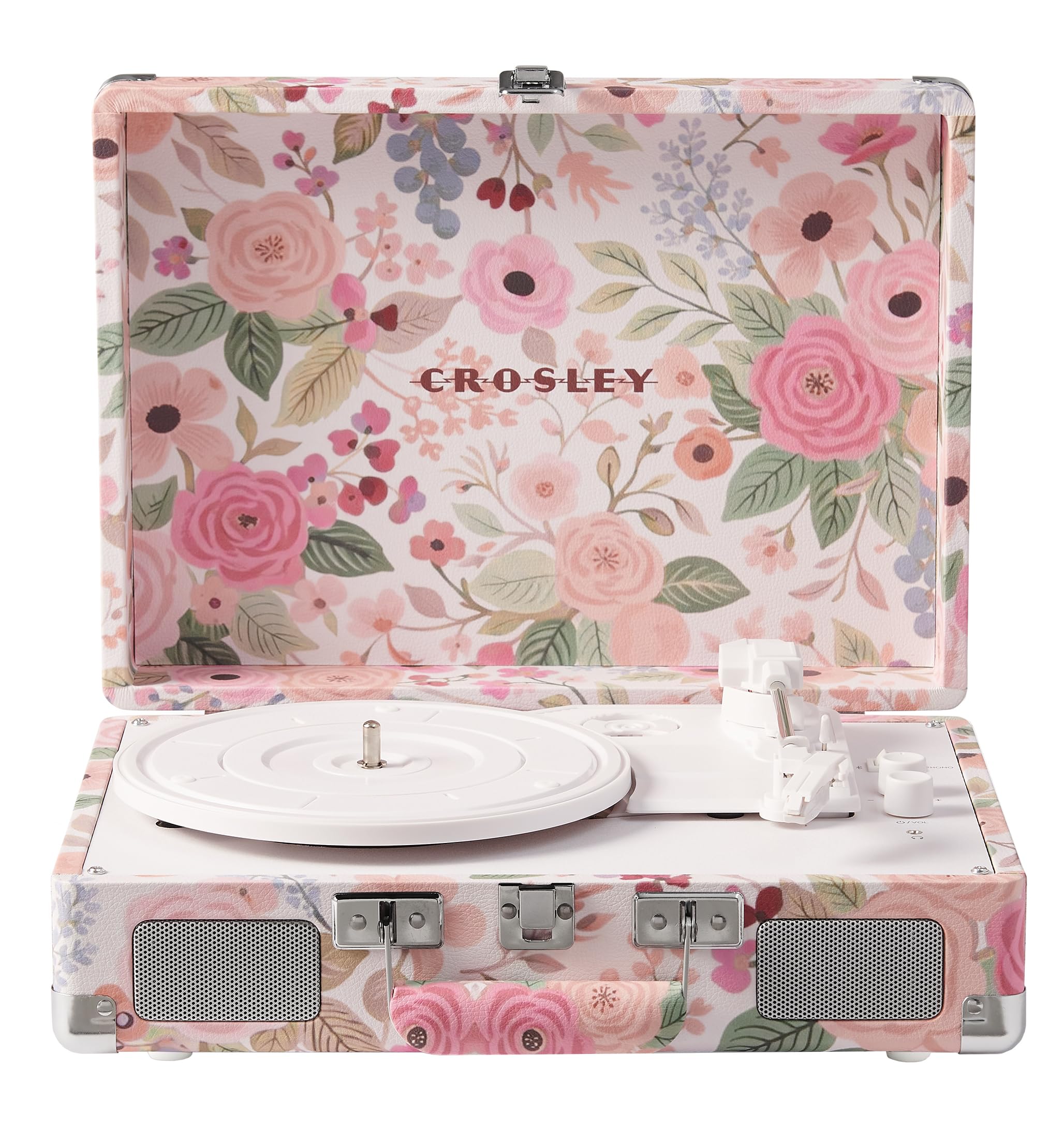 Crosley CR8005F-PFG Cruiser Plus Record Player, Pink Flower Garden