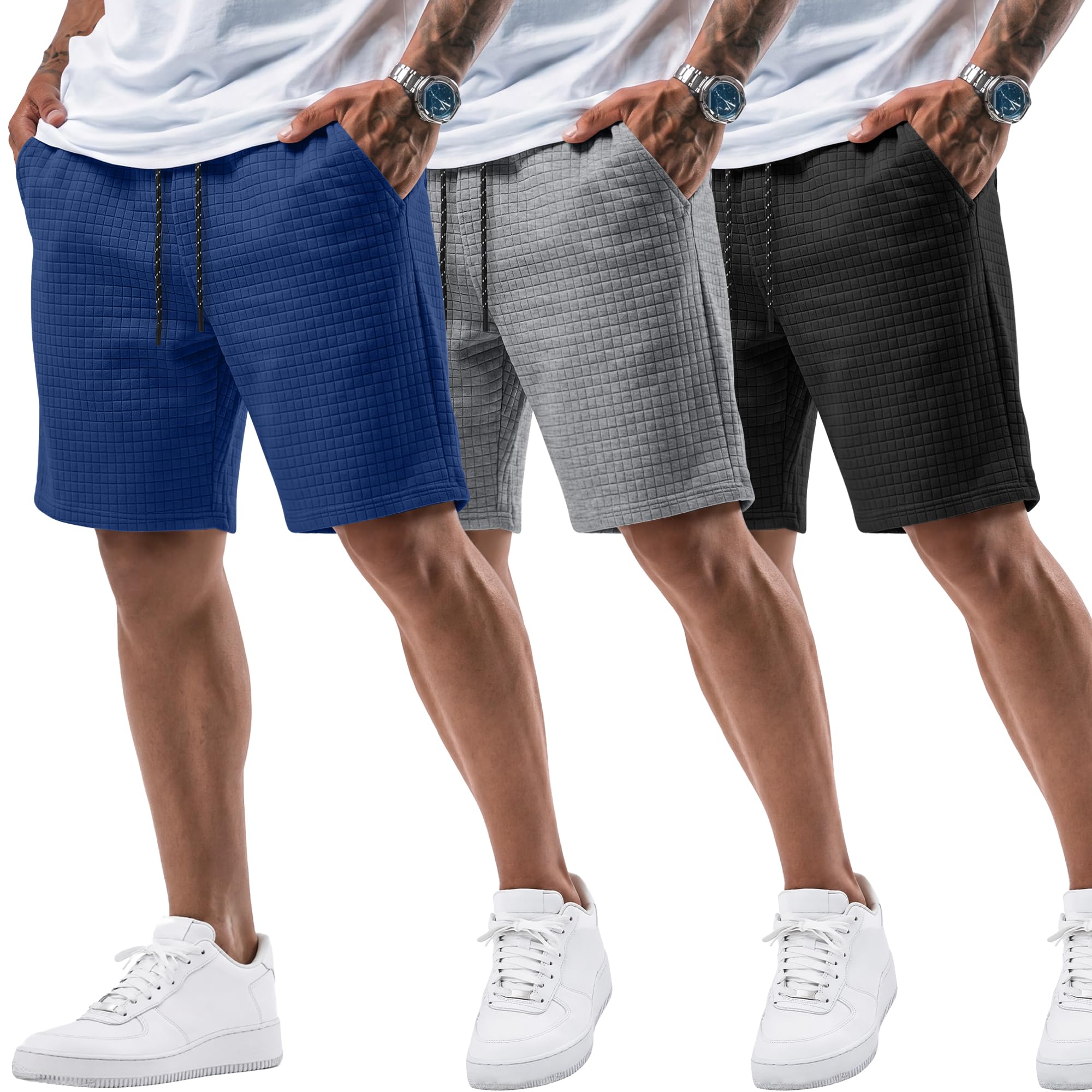 View 1 of ***MISSING GRAY PAIR***August Alley Men's Waffle Sweat Shorts 3-Pack, X-Large