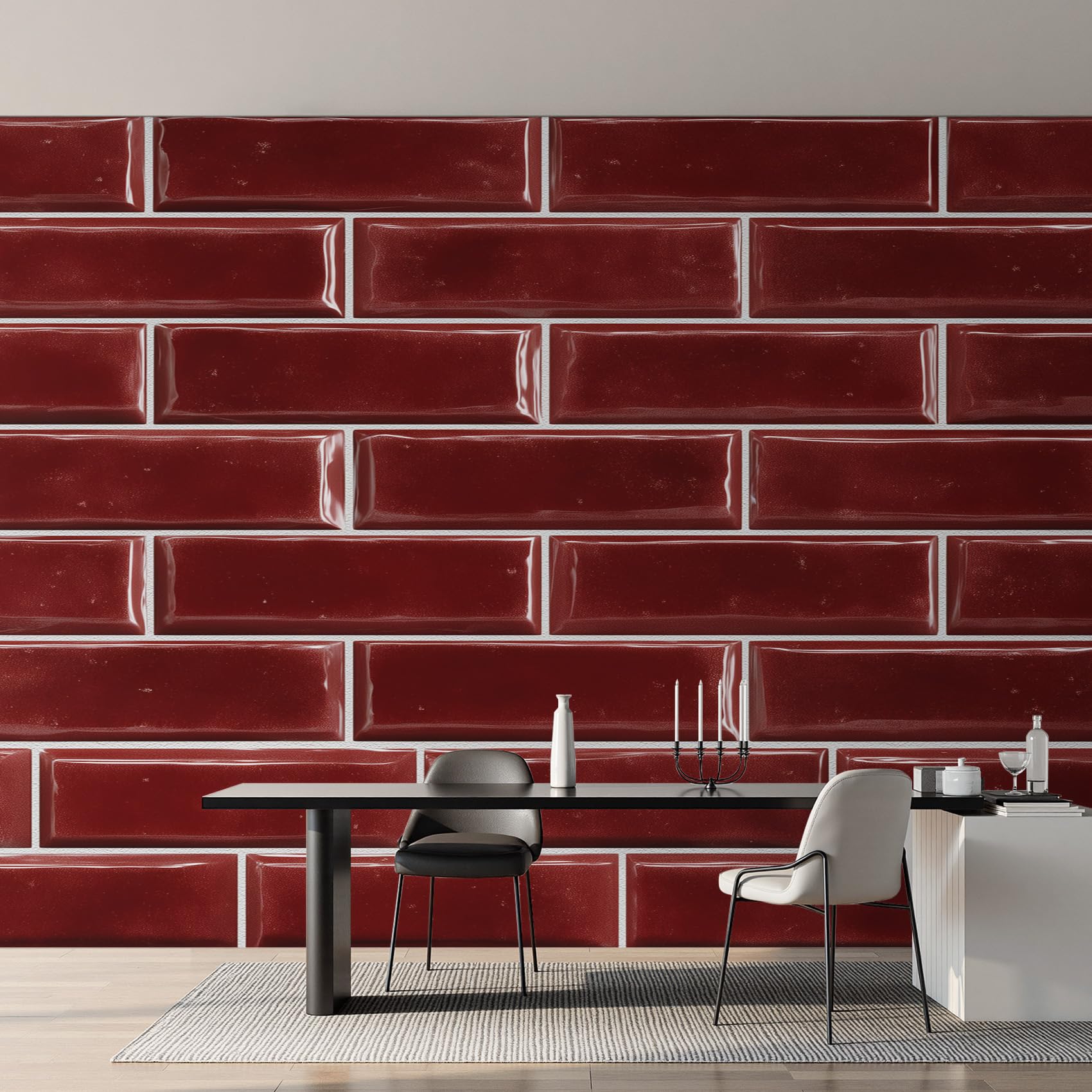 Papier peint mur de briques pour un salon style loft industriel