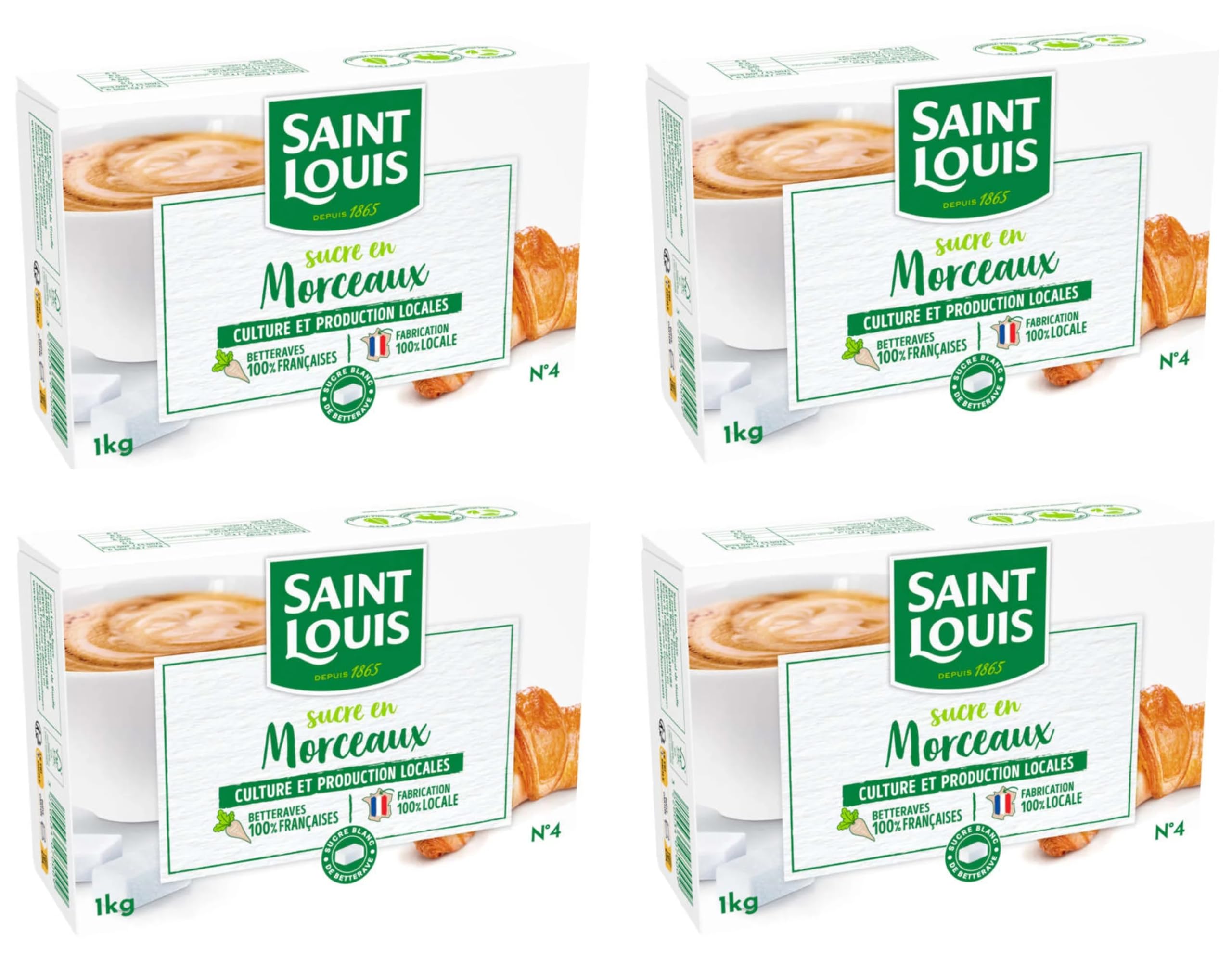 SAINT LOUIS - Sucre Morceaux N°4 / 1Kg - Lot De 4 - Vendu Par Lot - Offre Spéciale