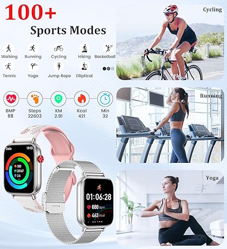 Miniatura 3 de Relojes inteligentes HD de 1.83 pulgadas para mujer, rastreador de actividad con respuestahacer llamadas, reloj inteligente y actividad con