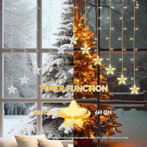 Miniatura 4 de YOUNGAR Luces de carámbano de estrellas, luces de cortina de estrellas más jóvenes, 11.5 pies, 118 luces LED colgantes para techo del hogar,
