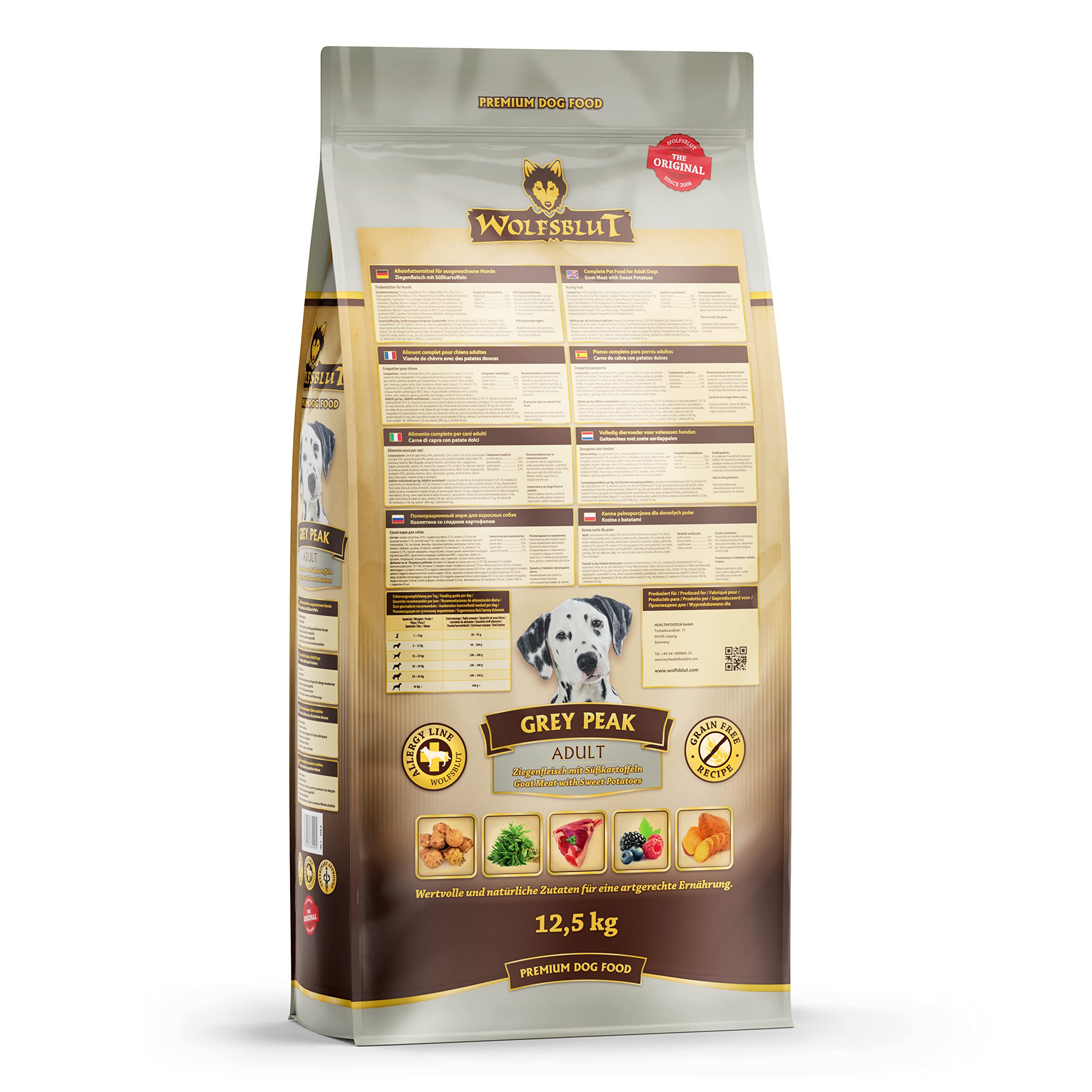 Wolfsblut - Grey Peak - 12,5 kg - Ziege - Trockenfutter - Hundefutter - Getreidefrei