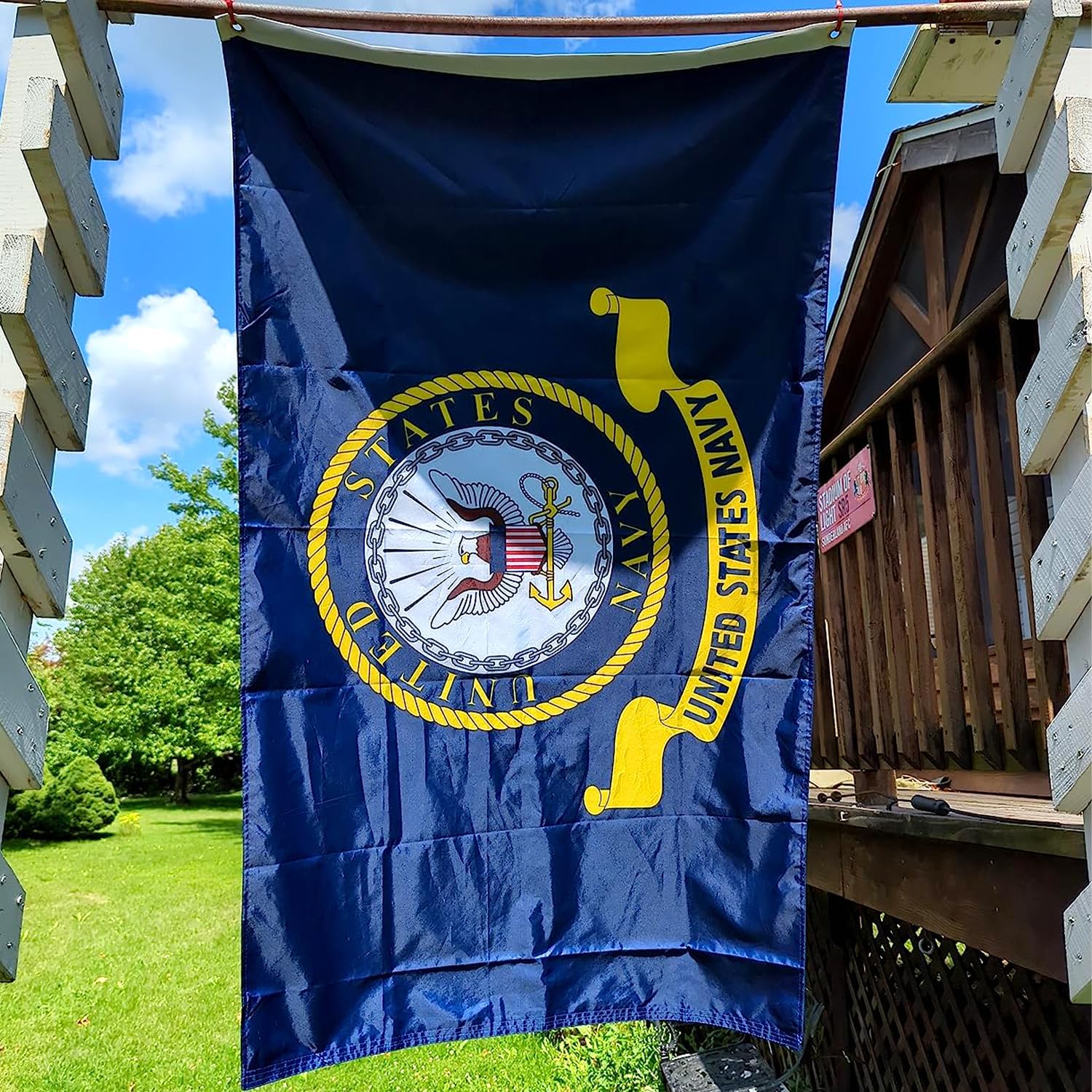 Navy Emblem Military Flag 3x5 Outdoor Made in USA - Double Sided Heavy Duty Vivid Color United States Navy Flags with 2 Brass Grommet - Image 3