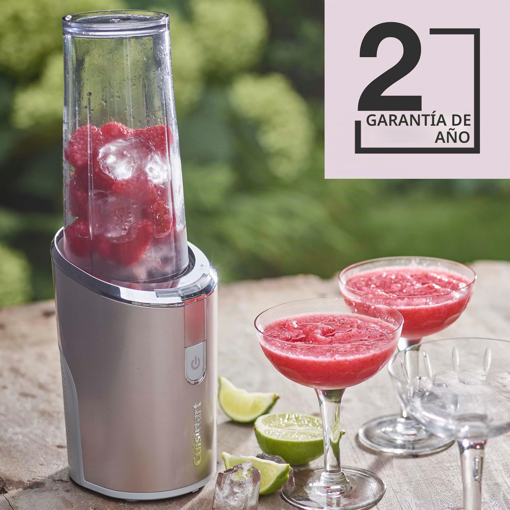 Cuisinart Licuadora portátil inalámbrica para llevar de 450 ml, trituradora de hielo, frappé, batidos recargable por USB, vaso de mezcla Tritan sin BPA con tapa incluida