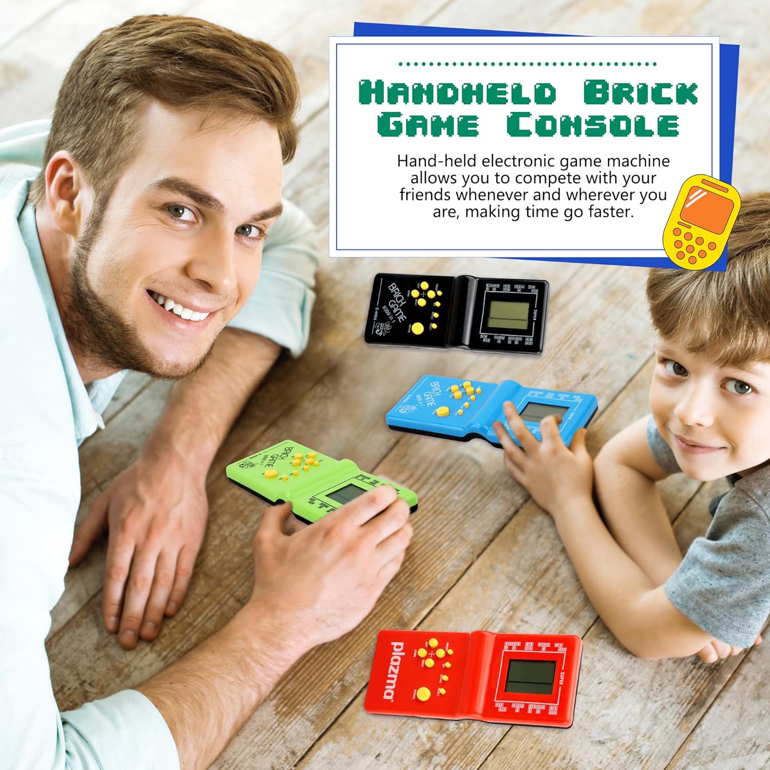 5 Pack Handheld Brick Game Console Retro Large Screen Building Block Game Console for Kids Adults 80s 90s Retro Classic Games Theme Party Birthday Gifts (Color Style 2)