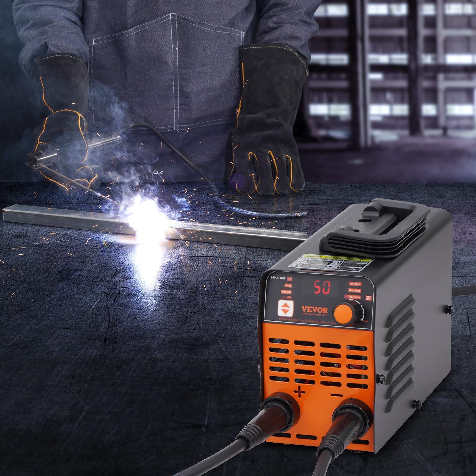 VEVOR Soudeuse à Bâton, 160 A, Poste à Souder ARC/Lift TIG avec Grand Écran LED, Machine de Soudage à Bâton Portable 2-en-1, Démarrage à Chaud, Antiadhésif, VRD, Machine à Souder ARC MMA pour Soudage