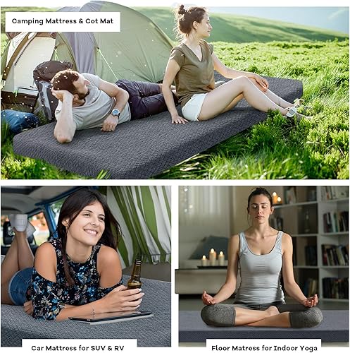 Miniatura 9 de HOMBYS Colchón de espuma viscoelástica para campamento,Almohadilla de dormir portátil para adultos,Colchón impermeable para cuna,Colchón de piso