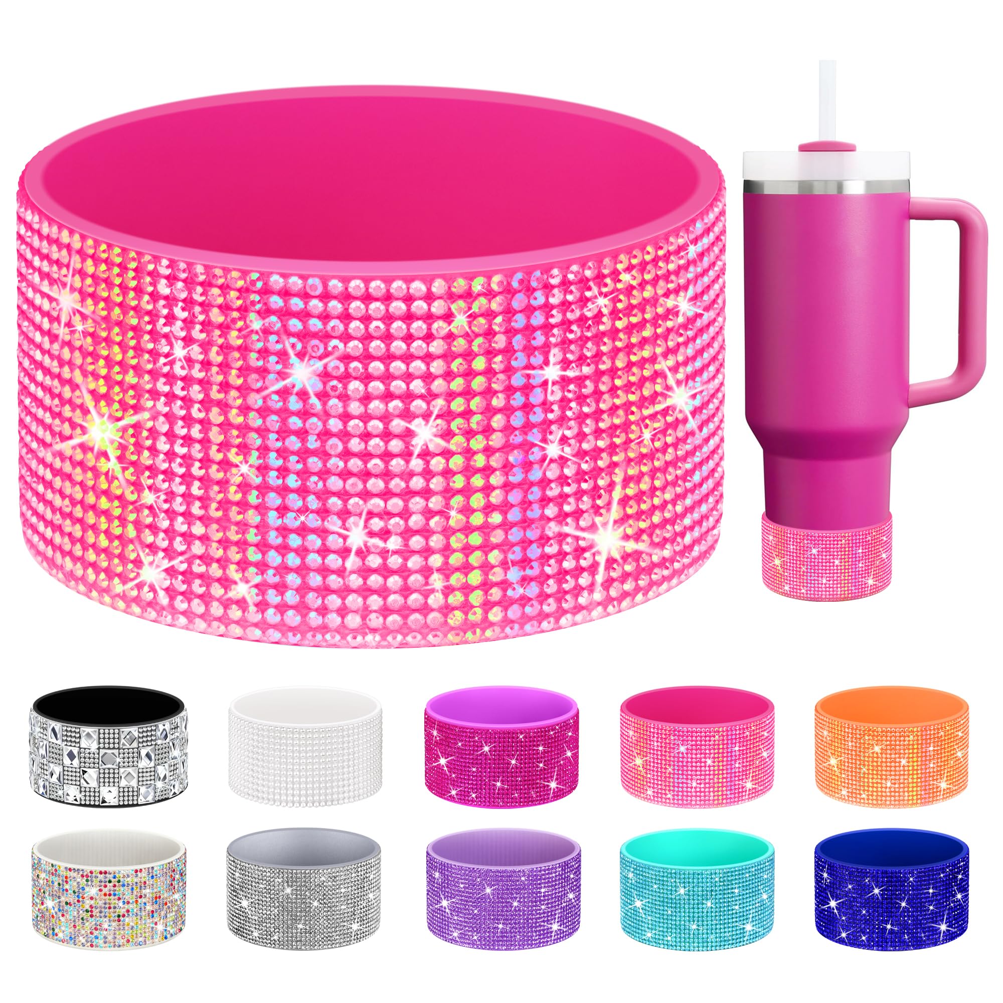 NBOOCUP Shining Diamond Silicone Boot for Stanley Cup 40/30/20 oz, Made for HydroJug Traveler 40/32 oz & Simple Modern 40/30 oz, for Owala Tumbler 40