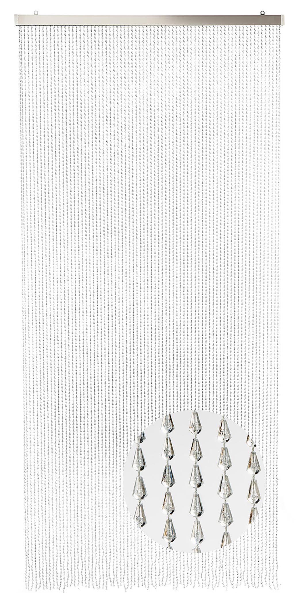 Kobolo Türvorhang Clear, 90x200 cm, 72 Stränge, transparenter Kunststoff-Perlenvorhang, dekorativer & pflegeleichter Fliegenvorhang und Raumteiler für Balkon, Terrasse, Tür oder Fenster