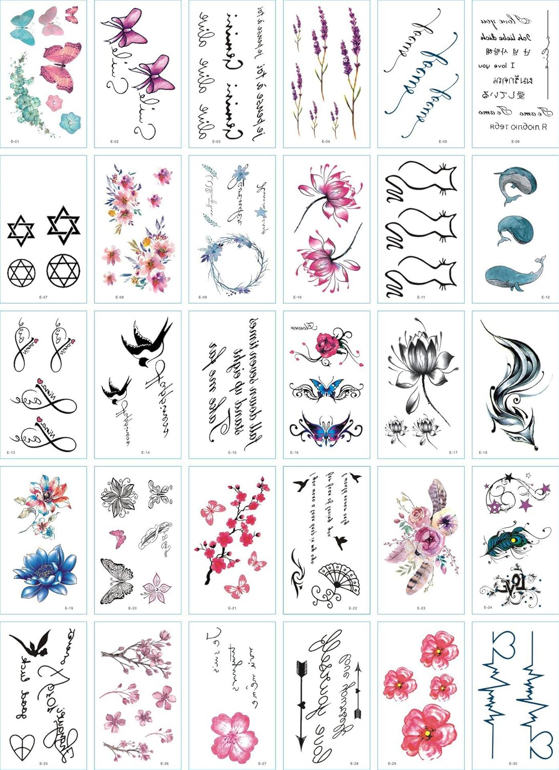 Amazon Co Jp Yesallwas タトゥーシール 文字 30枚セット かわいい 英文字 タトゥー リアル 防水 長持ち 入れ墨シール タトゥーステッカー ボディーシール メンズ レディース 刺青シール Tatoo 5 7cm 9 7cm E 服 ファッション小物