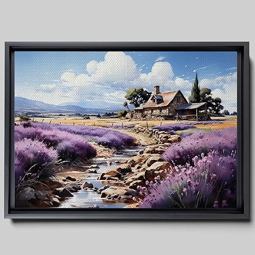 Fields of Lavender, Watercolor Provence Landscape and Lavender Field, Watercolor Prints of Serene Beauty, Canvas, Wall Decor