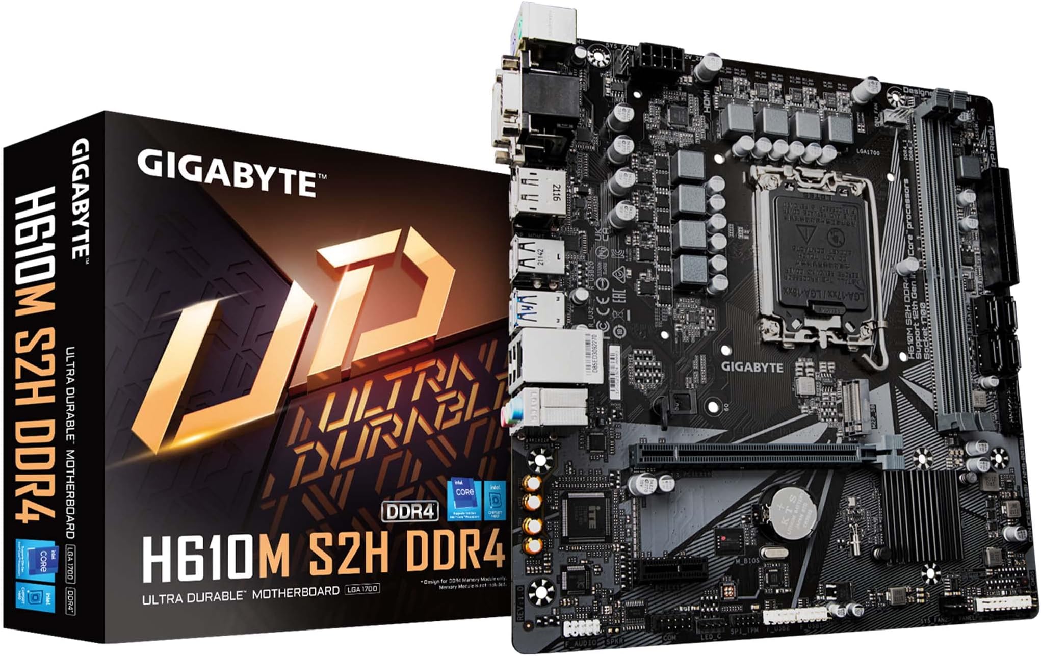 GigabyteH610M S2H DDR4 (H610/ Intel LGA 1700/ Micro ATX/ DDR4/ Single M.2/ PCIe 4.0/ USB 3.2 Gen1/ Realtek GbE LAN/Motherboard)