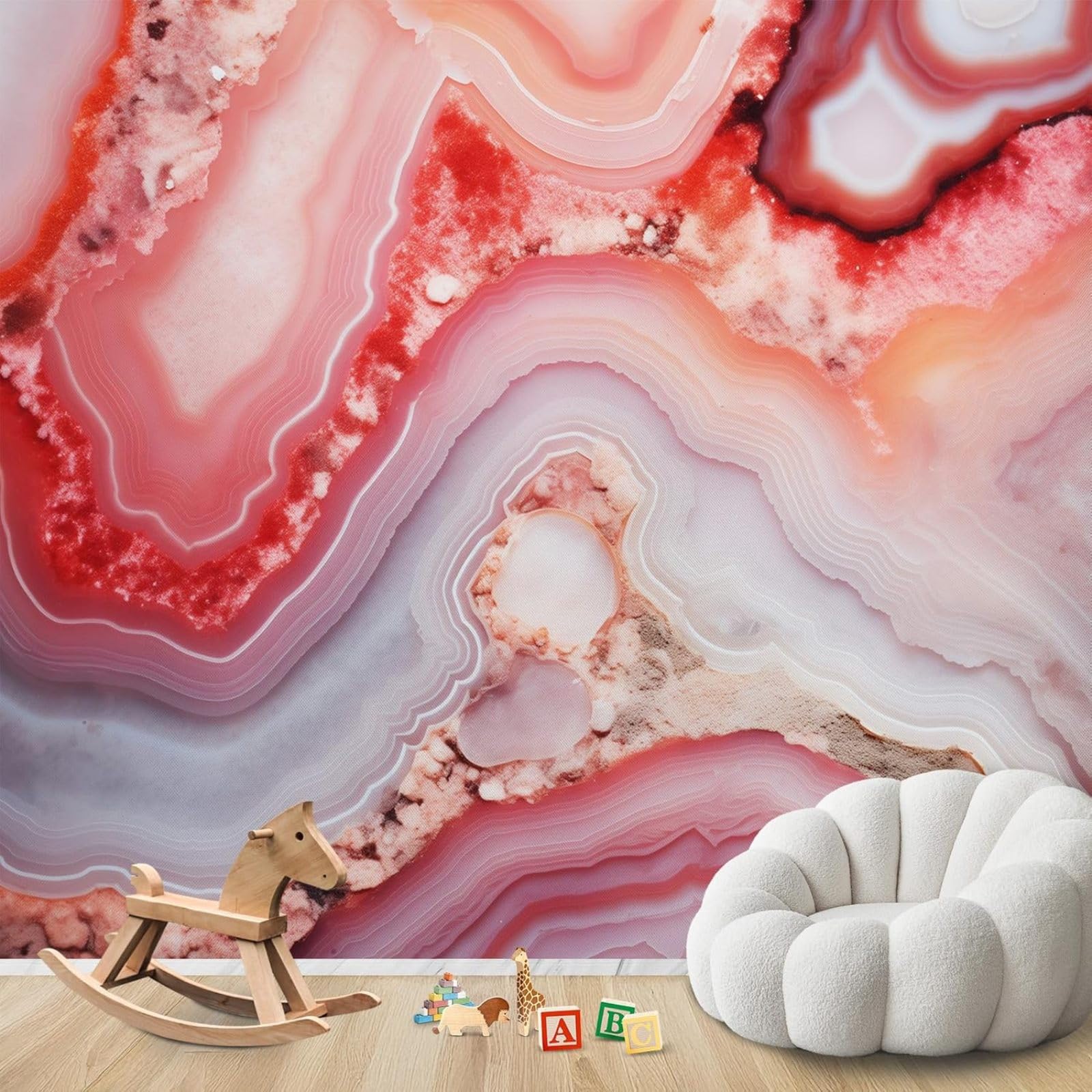 hgjdjhnf Photo Wallpaper 3D Stone Look Wallpaper Pink Marble Non-Woven ModernLiving Room Bedroom Children's RoomDecoration Motif Wallpaper,400cmx280cmSticker - Background- Painting - Po