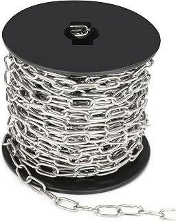 50ft 304 Stainless Steel Hanging Chain 1.5mm Jack Chain with Spool - Rust-Resistant for Bird Feeders, Plants, Signs, Dog Leashes & DIY Projects