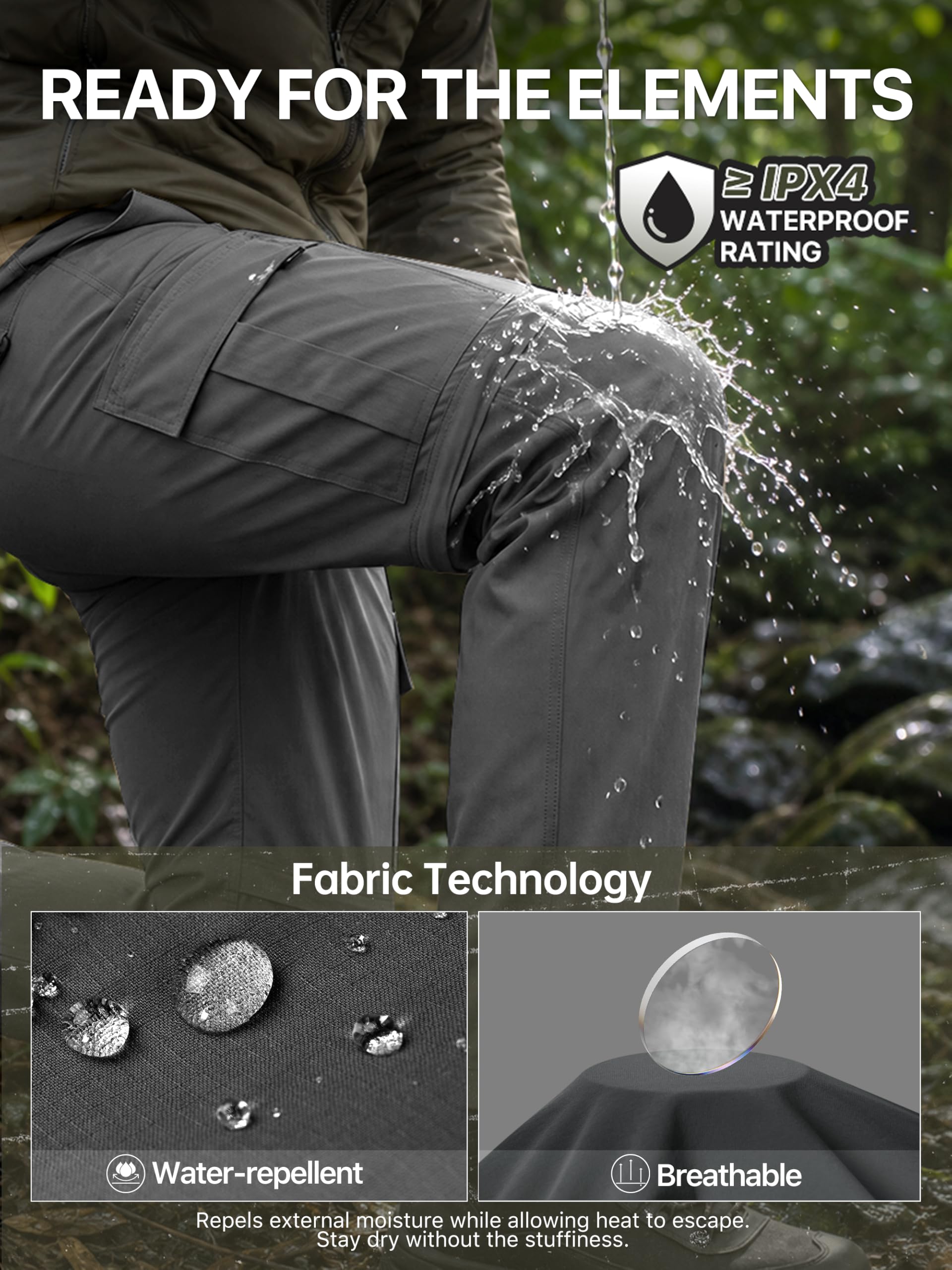 FREE SOLDIER Pantalon de randonnée convertible imperméable léger à séchage rapide pour homme