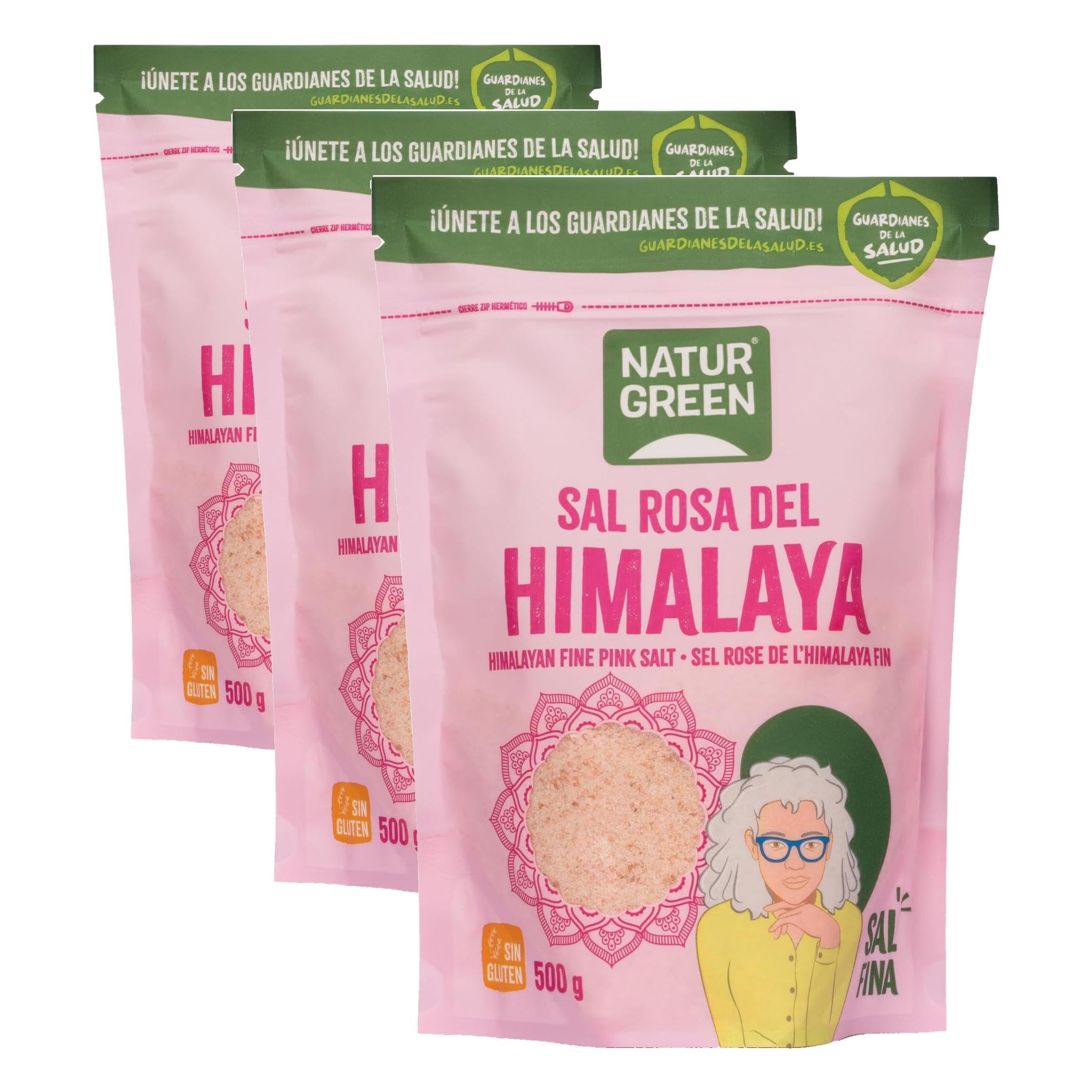 NaturGreen - Sal Rosa del Himalaya Fina, Sal Rosa para Cocinar, Sazonador del Himalaya, Sin Refinar, Sin Conservantes, 100% Ecológica - 500g — view 8
