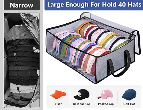 Miniatura 2 de AOODA Organizador de gorras de béisbol, organizador colgante de puerta de armario de gran capacidad, paquete de 2 artículos