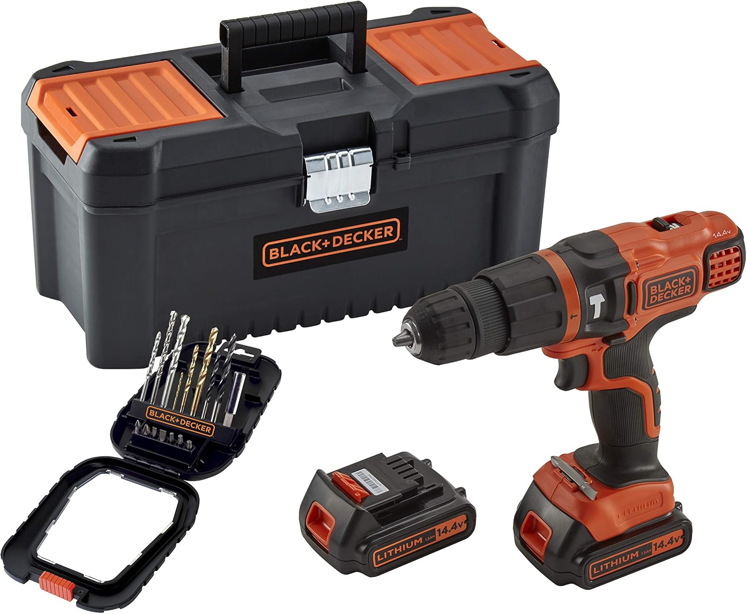Black+Decker BDK148BTAQW Perceuse à Percussion sans Fil 14, 4 V 1, 5 Ah 36 Nm 1500 TRS