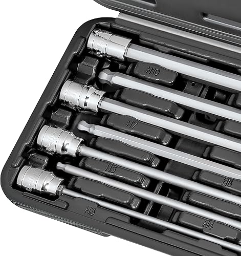 Miniatura 5 de CARBYNE Juego de llaves hexagonales (Allen) de 7 piezas con extremo de bola métrica (Allen), tamaños de 0.118 in a 0.394 in, accionamiento de 3/8