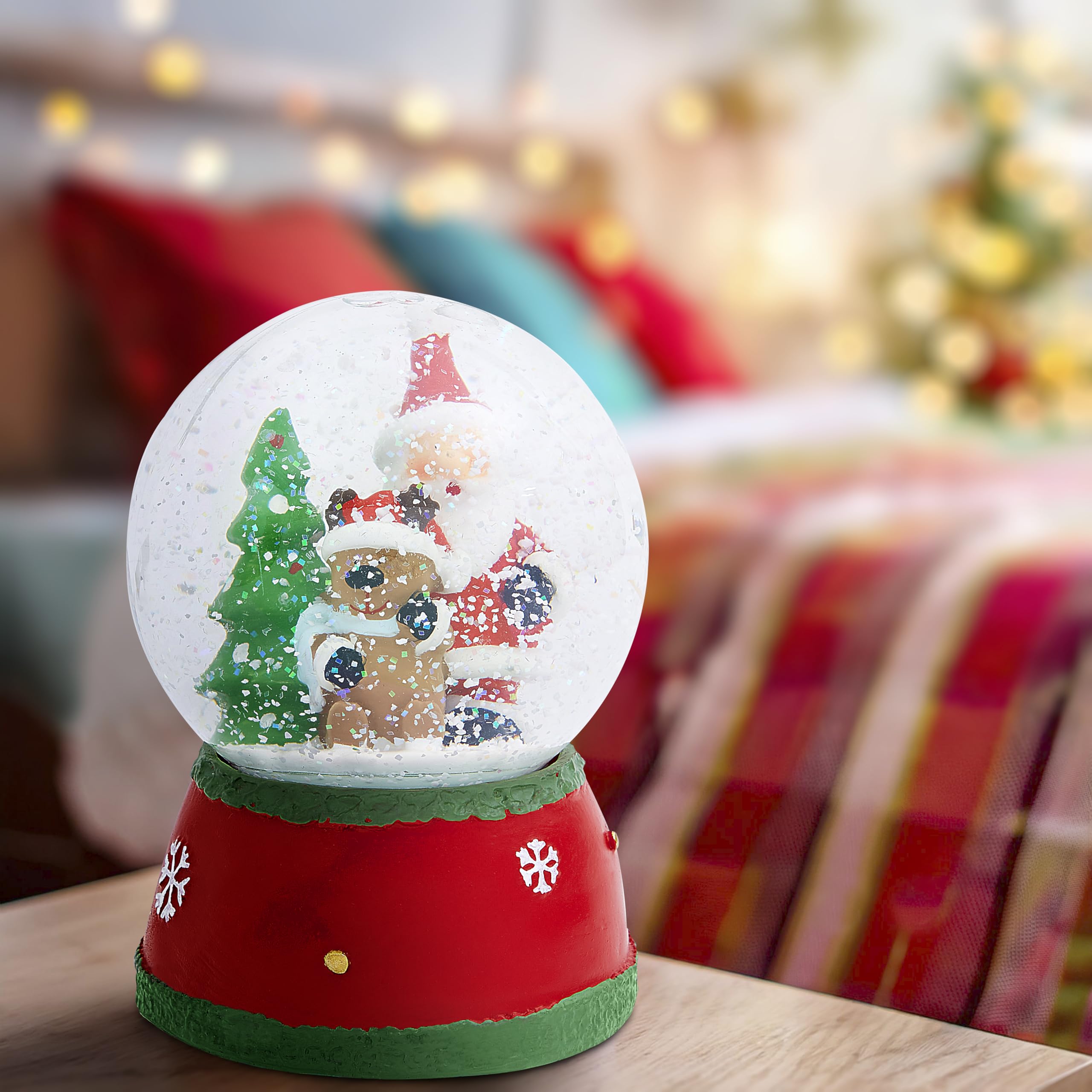 Mousehouse Gifts Palla di Neve Natale Babbo Natale e Reindeere con Neve Decorativa e Musicale