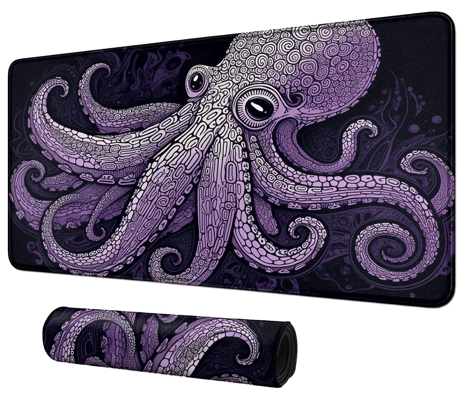 Purple Octopus for MTG & TCG Playmat,BFDHGQZC 24" x 14" Game Mat for MTG/RPG/CCG Trading Card Game Playmats Table Mat Perfect for Card Games Video