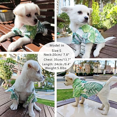 Miniatura 5 de Camisa hawaiana para cachorros, chaleco de solapa con estampado de hojas, camiseta polo de verano, ropa para mascotas, ropa para perros pequeños y