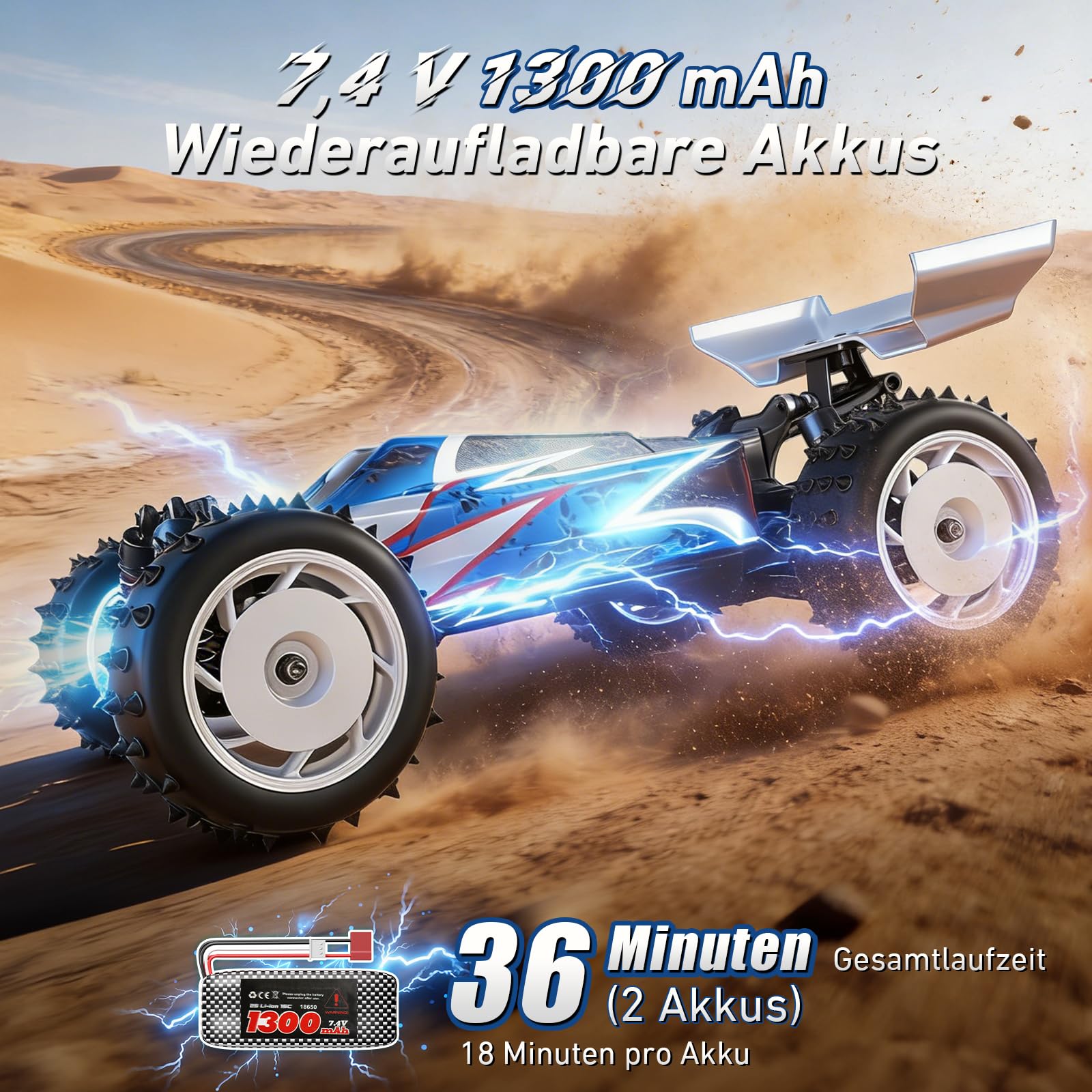 Auto telecomandata 1:16 fuoristrada, 36 km/h, RC Auto 4WD con motore 390, fuoristrada con 2 batterie, RC Truck per adulti e bambini, regalo per ragazzi