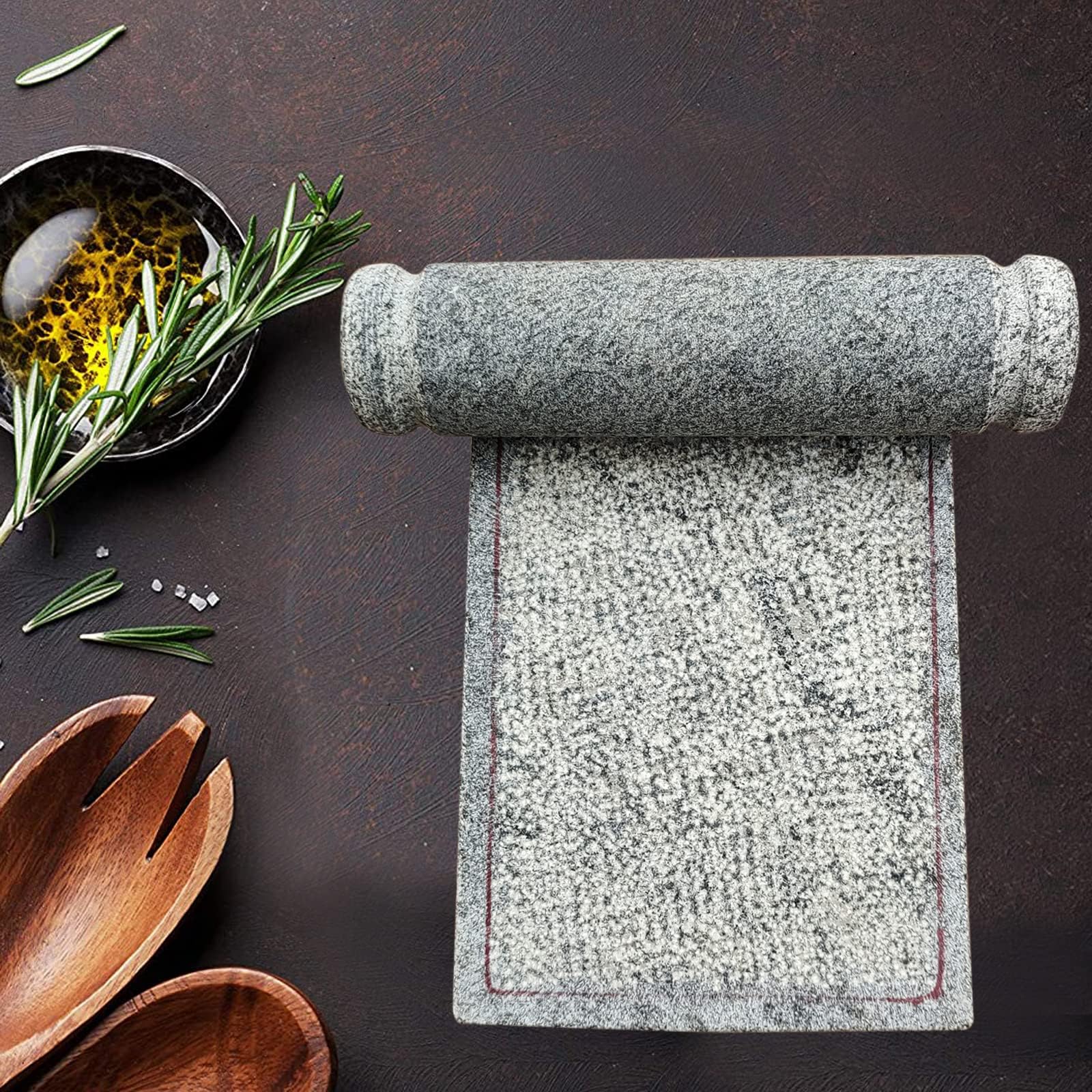 EZAHK Stoneware Stone Ammikallu Mortar and Pestle Set, Sil Batta, Ammi Pooja, Hand Grinding, Natural & Traditional Hand Grinder (10 X 6 Inches) Grey
