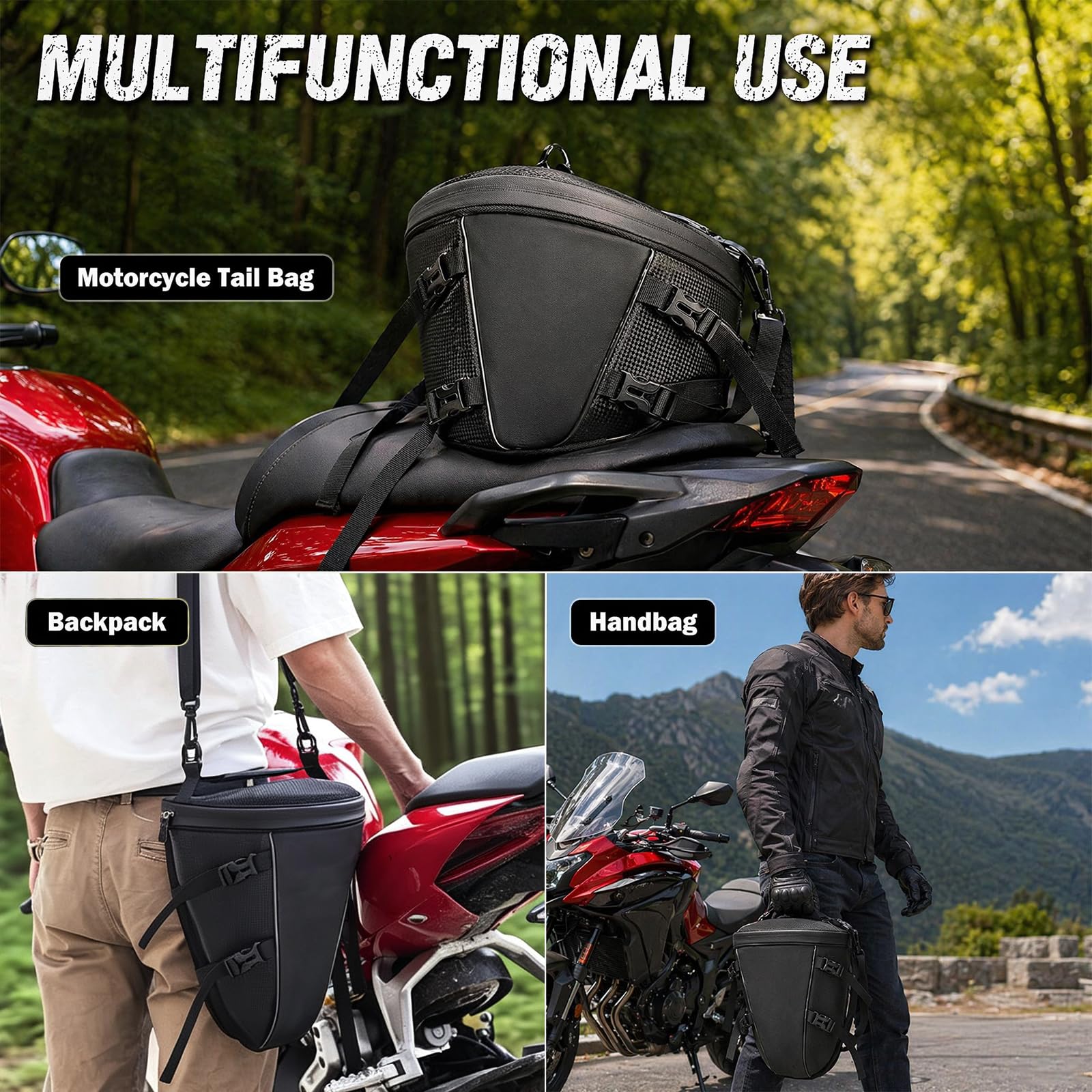 Torba na tył motocykla, 10-14 l, wodoszczelna