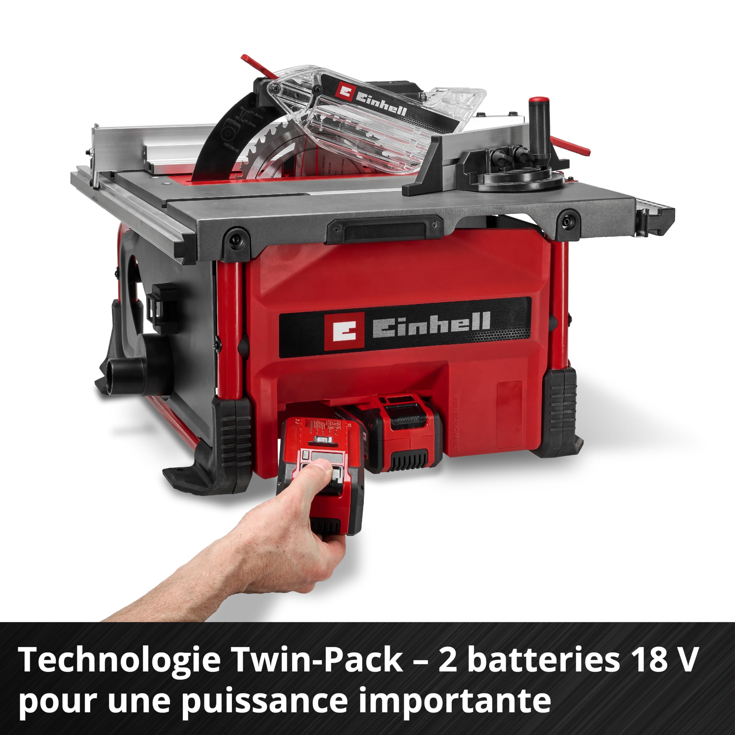 Einhell Scie circulaire sur table sans fil TE-TS 36/8 T Li-Solo Power X-Change (36 V, hauteur de coupe 70 mm, lame Ø 210 mm, extension de table, butée parallèle, avec lame, sans batteries)