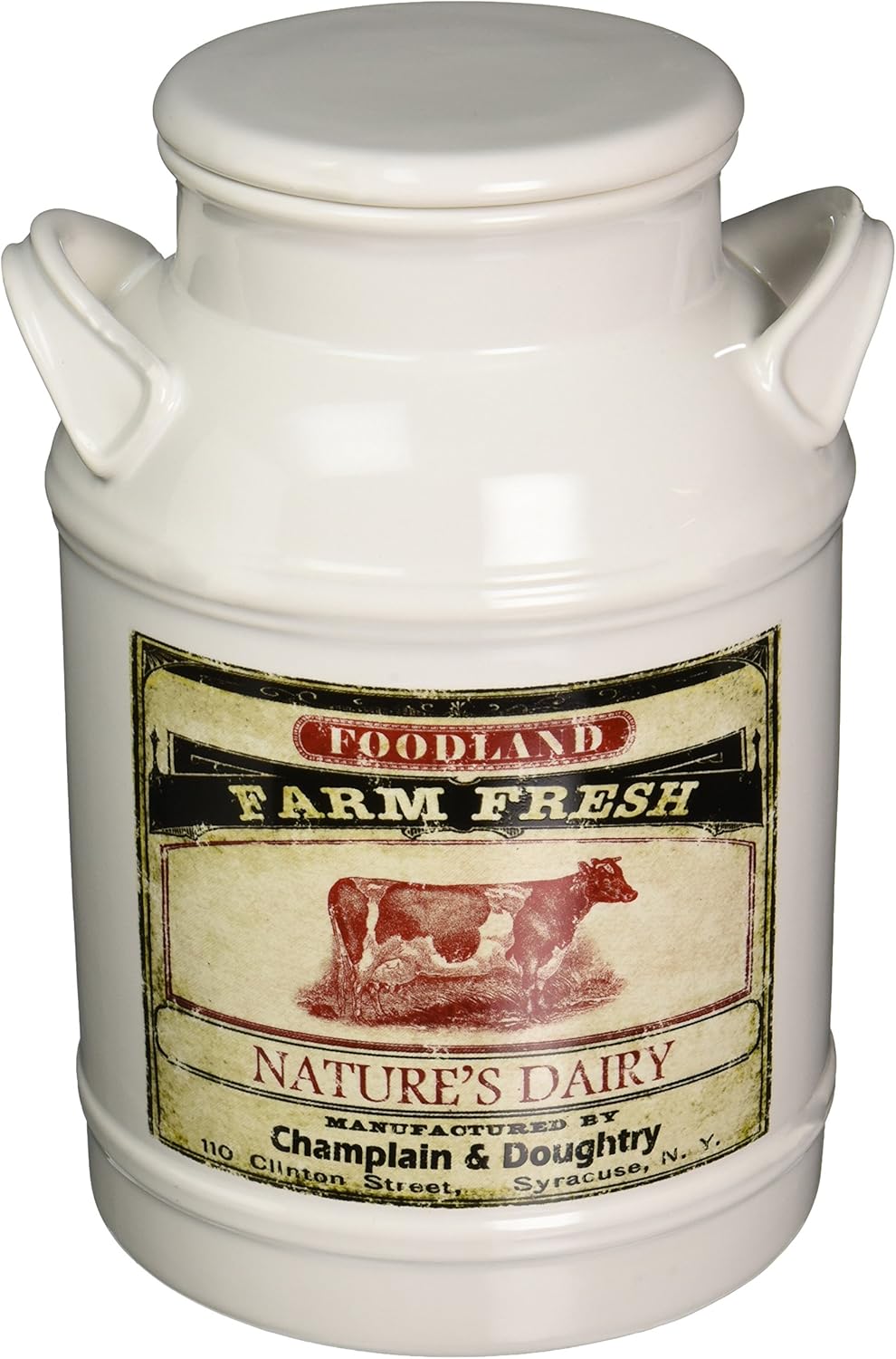 Abbott Collection White Ceramic Milk Can Storage Jar Home