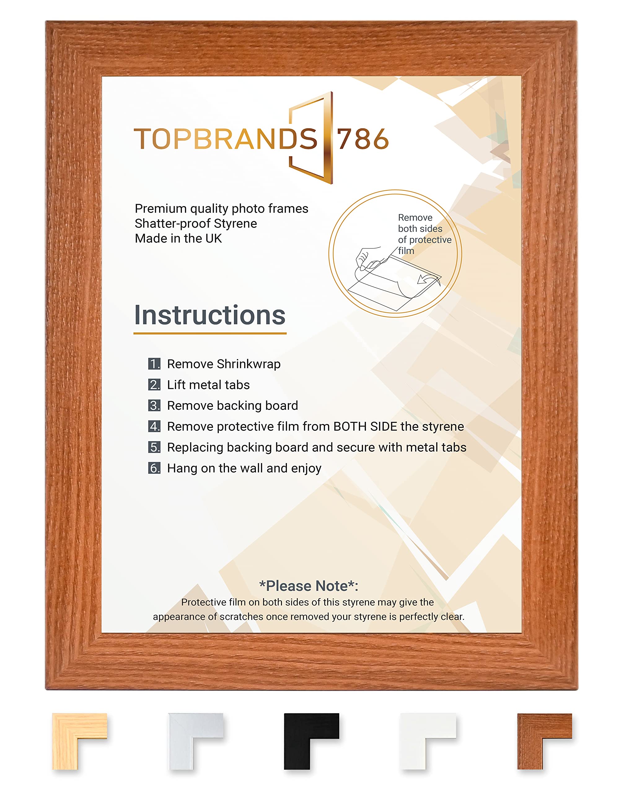 Topbrands786 Walnut A1 Frame - Size 59.4 X 84.1 Cm Poster Frame - A1 Photo Frame With Clear Perspex - Wall Mounting To Hang Portrait Or Landscape (Walnut)