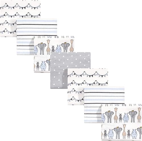 Miniatura 40 de Hudson Baby Paquete de 7 mantas receptoras unisex de franela de algodón para bebé, Dino Friends, talla única Abeja,Azul Verde Dino,Azul