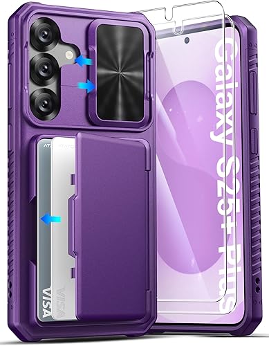 Miniatura 11 de ATATOO Funda para Samsung Galaxy S25 FE, tarjetero integrado (3-5 tarjetas) y cubierta de cámara deslizante y bloqueo RFID, protección de grado