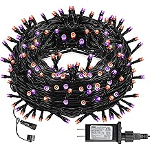 DAZZLE BRIGHT Halloween 300 LED String Lights, 100FT String Lights with 8 Lighting Modes, Halloween Decorations for Party Carnival Supplies, Outdoor Yard Garden Decor (Purple &amp; Orange)